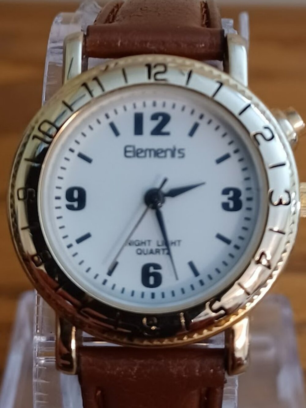 Ladies ELEMENTS Night Light Quartz Watch with Brown Band - WORKS!